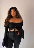 Amorcito Off-Shoulder Bell Sleeve Crop Top