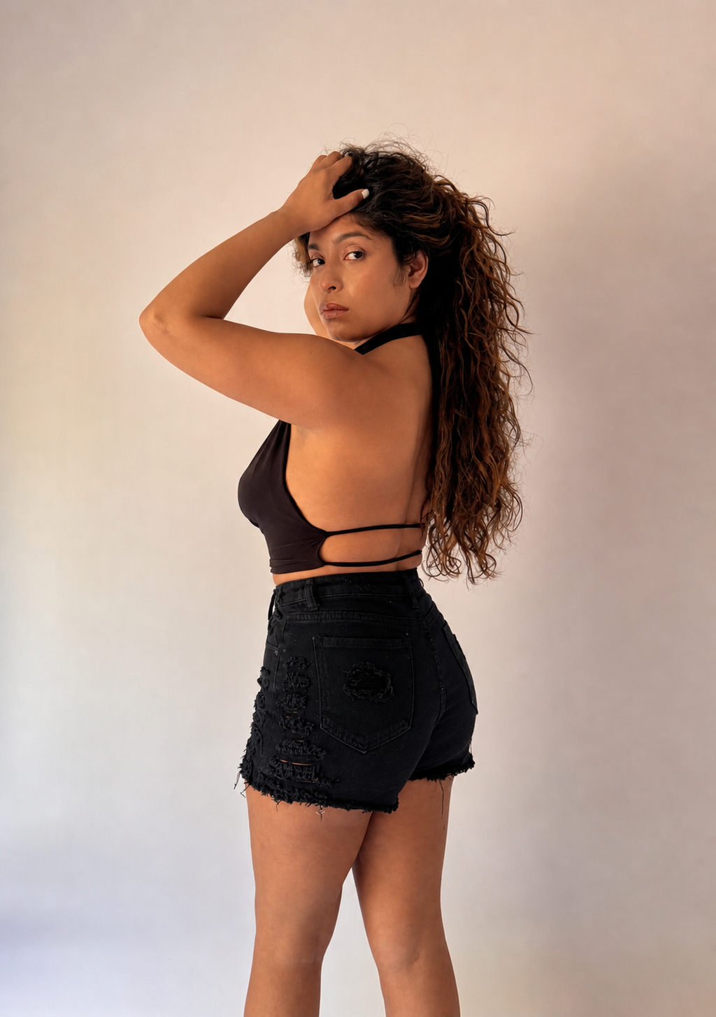 Enamorada Cowl Neck Halter Crop Top