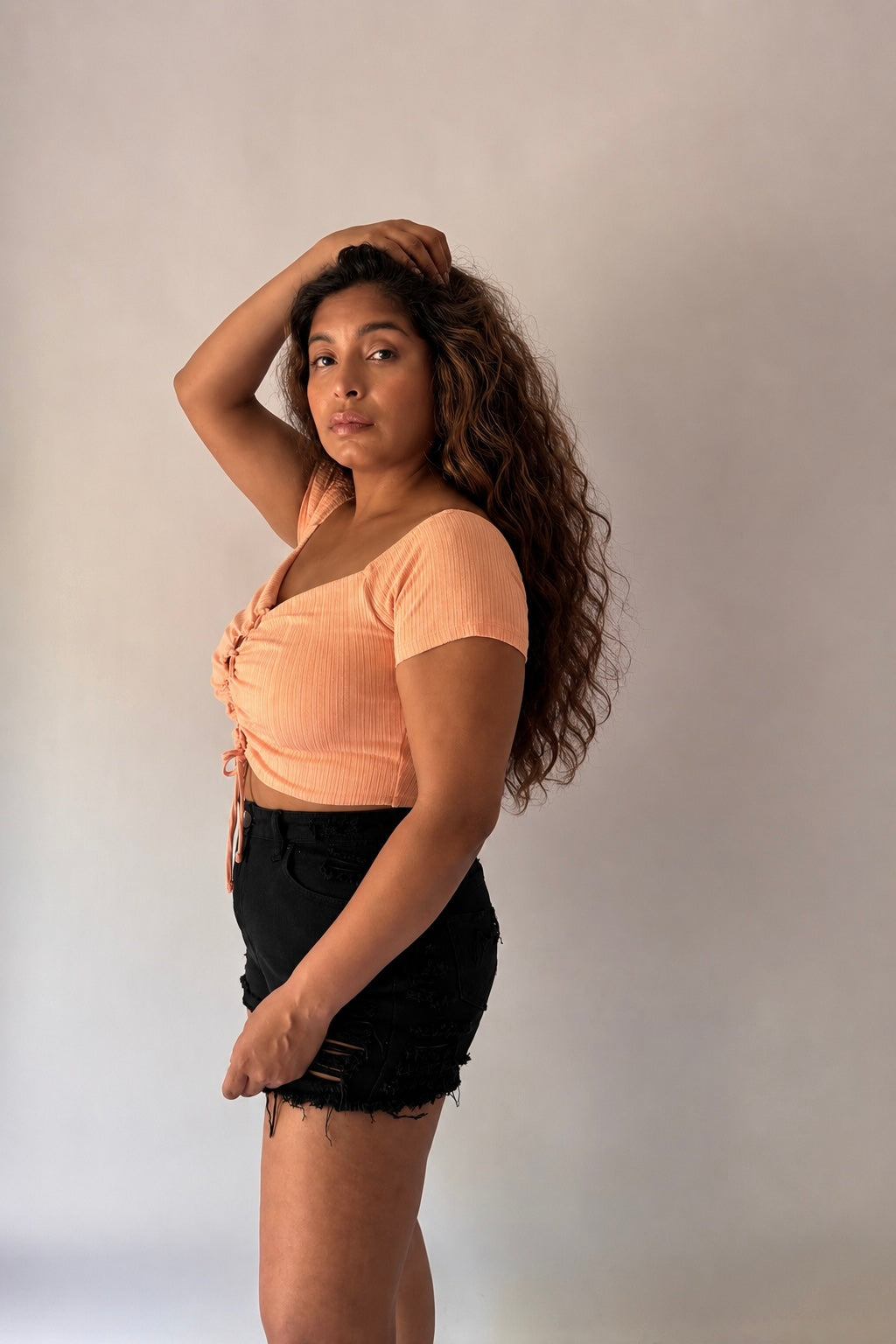 Off-Shoulder Ruched Crop Top
