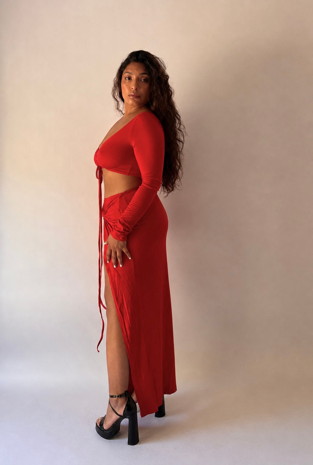 Dulce Tie-Front Long Sleeve Maxi Set