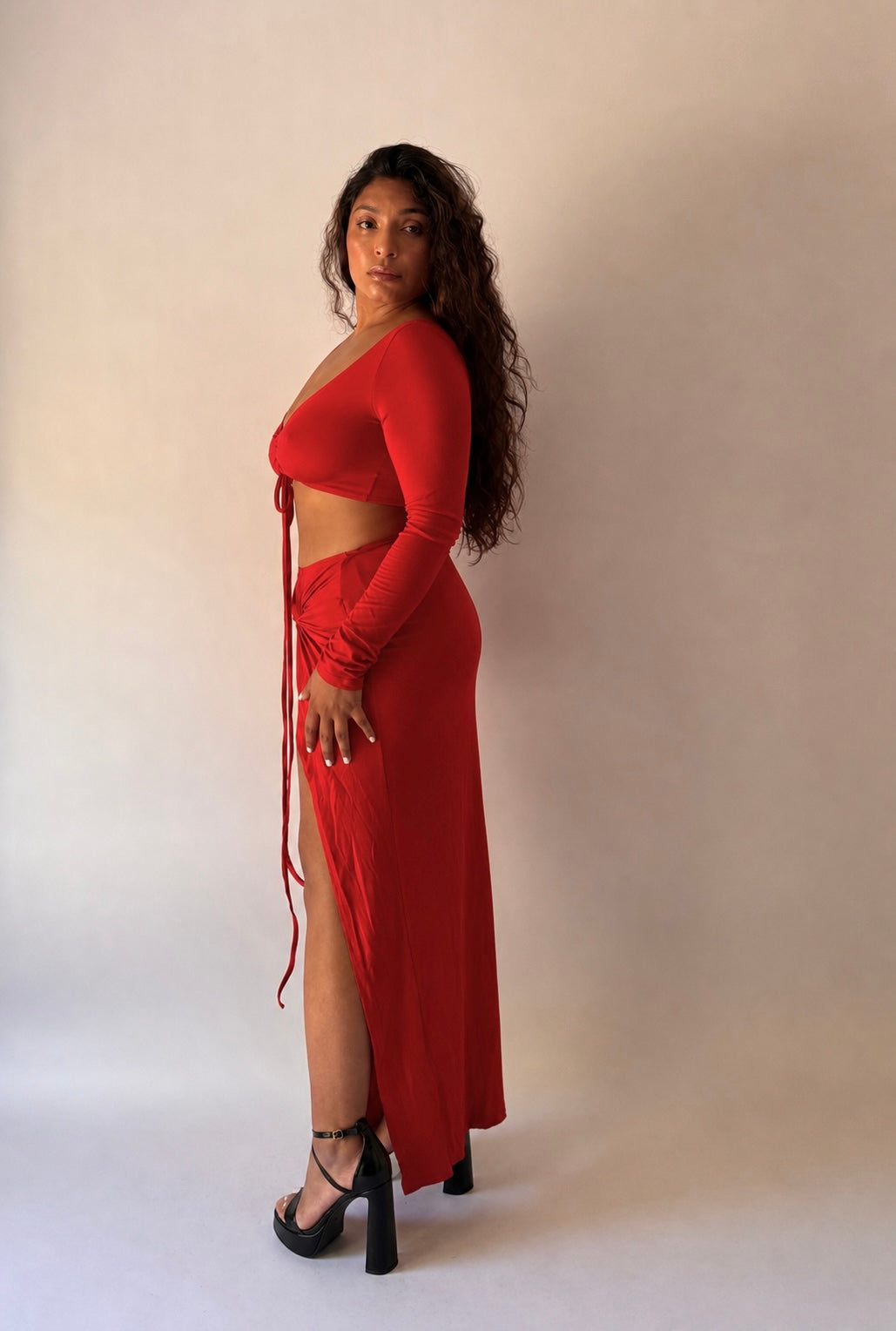 Dulce Tie-Front Long Sleeve Maxi Set