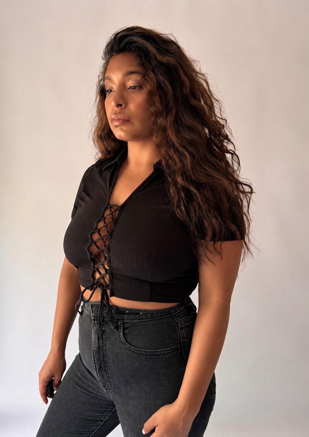 Fitted Lace-Up Night-Out Top