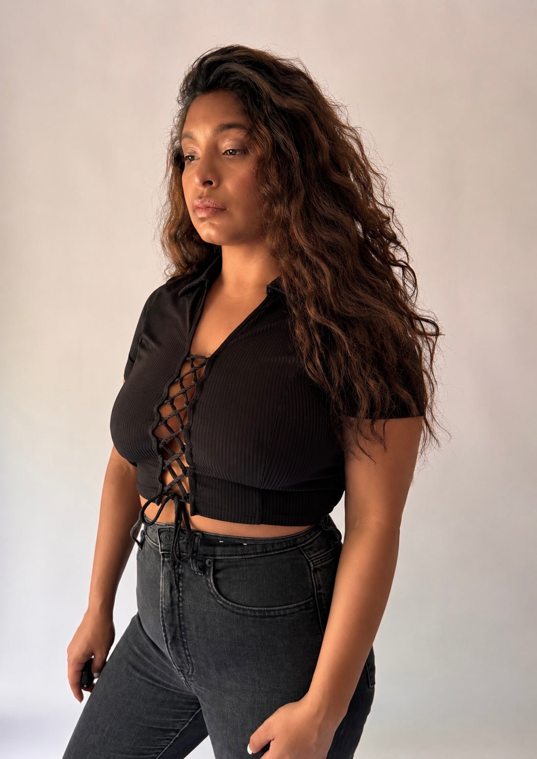 Fitted Lace-Up Night-Out Top
