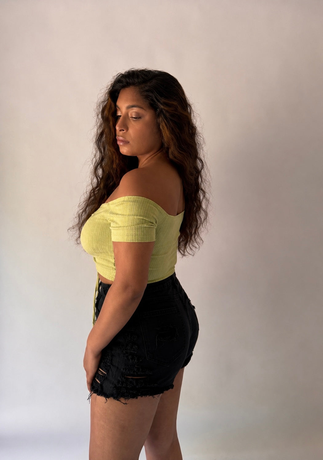 Off-Shoulder Ruched Crop Top