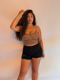 Querida Sequins Lace-Up Cami Crop Top