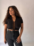 Fitted Lace-Up Night-Out Top