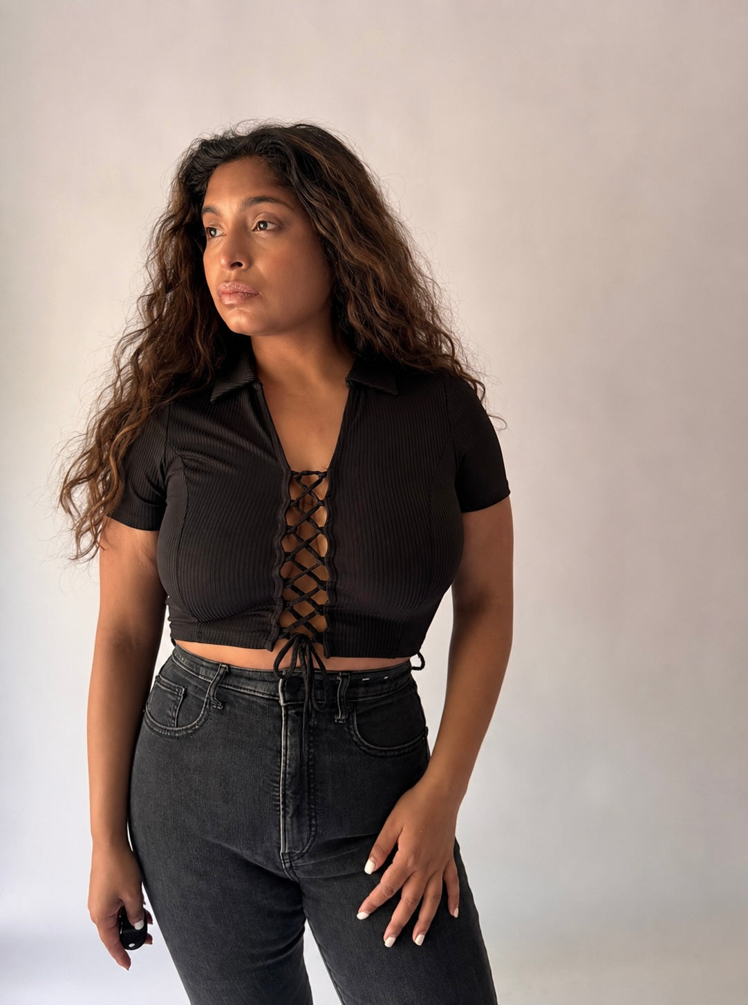 Fitted Lace-Up Night-Out Top