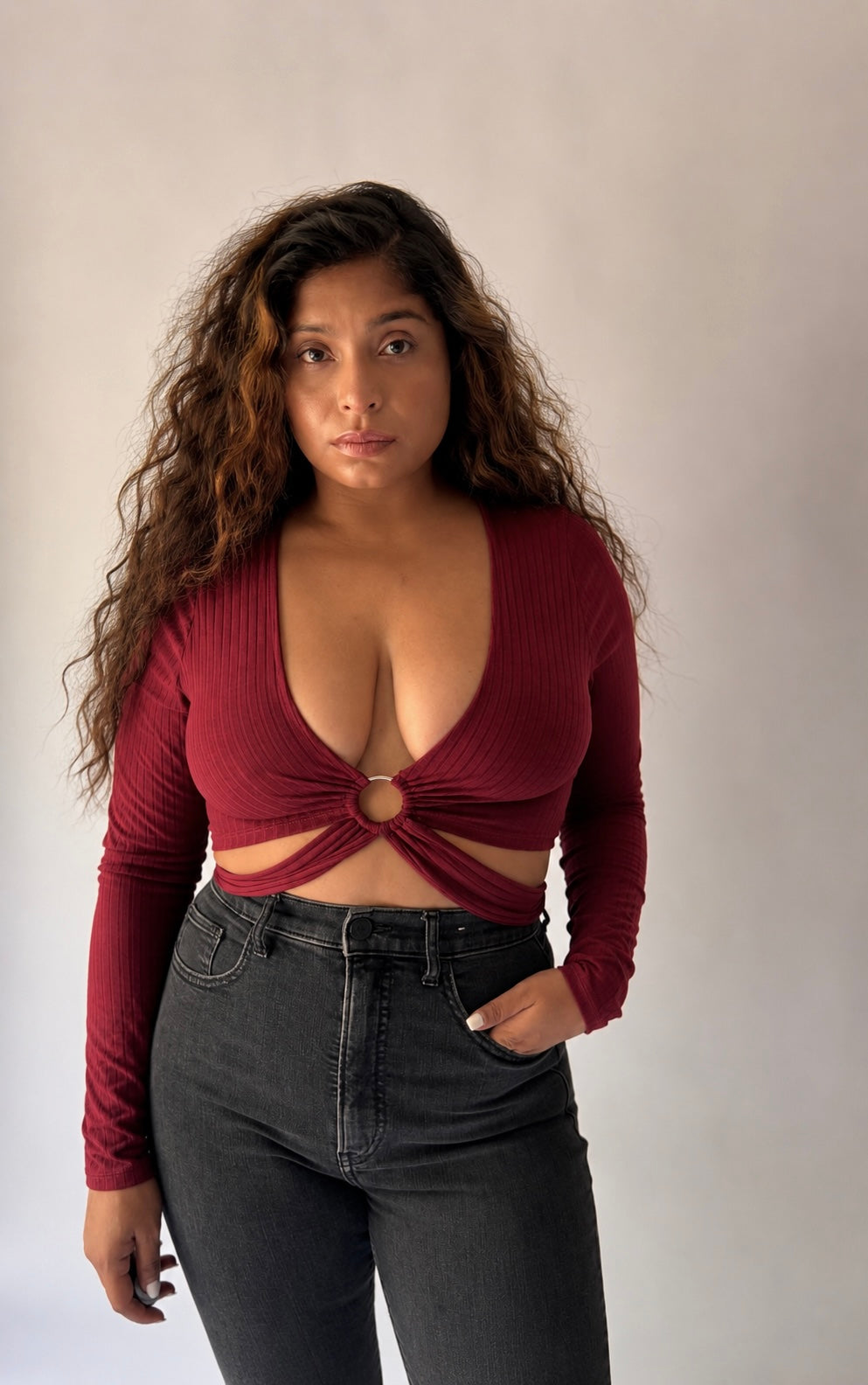 Tie-Waist Long Sleeve Top