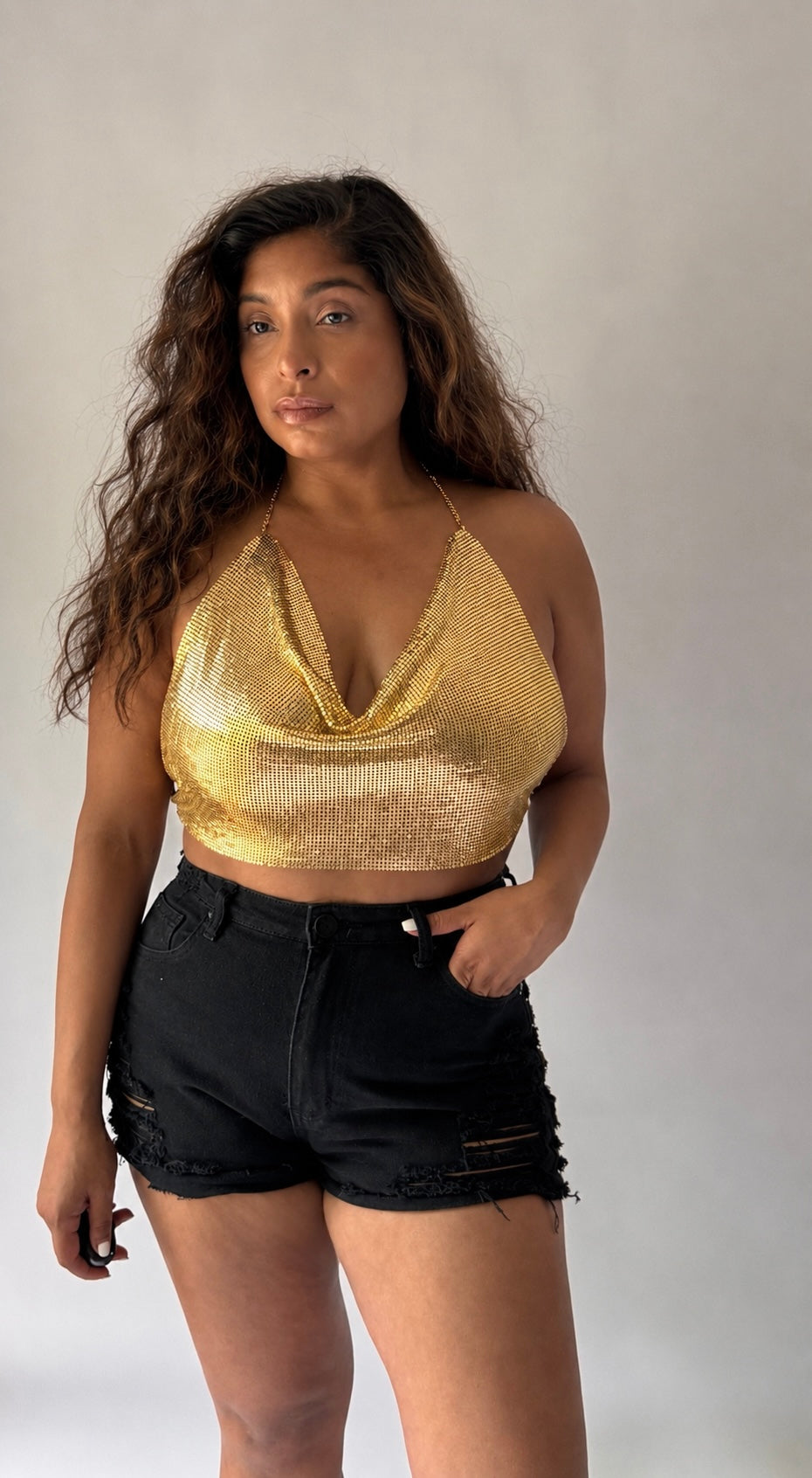 Encanto Chainmail Cowl Halter Top