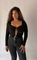 Long Sleeve Lace-Up Top