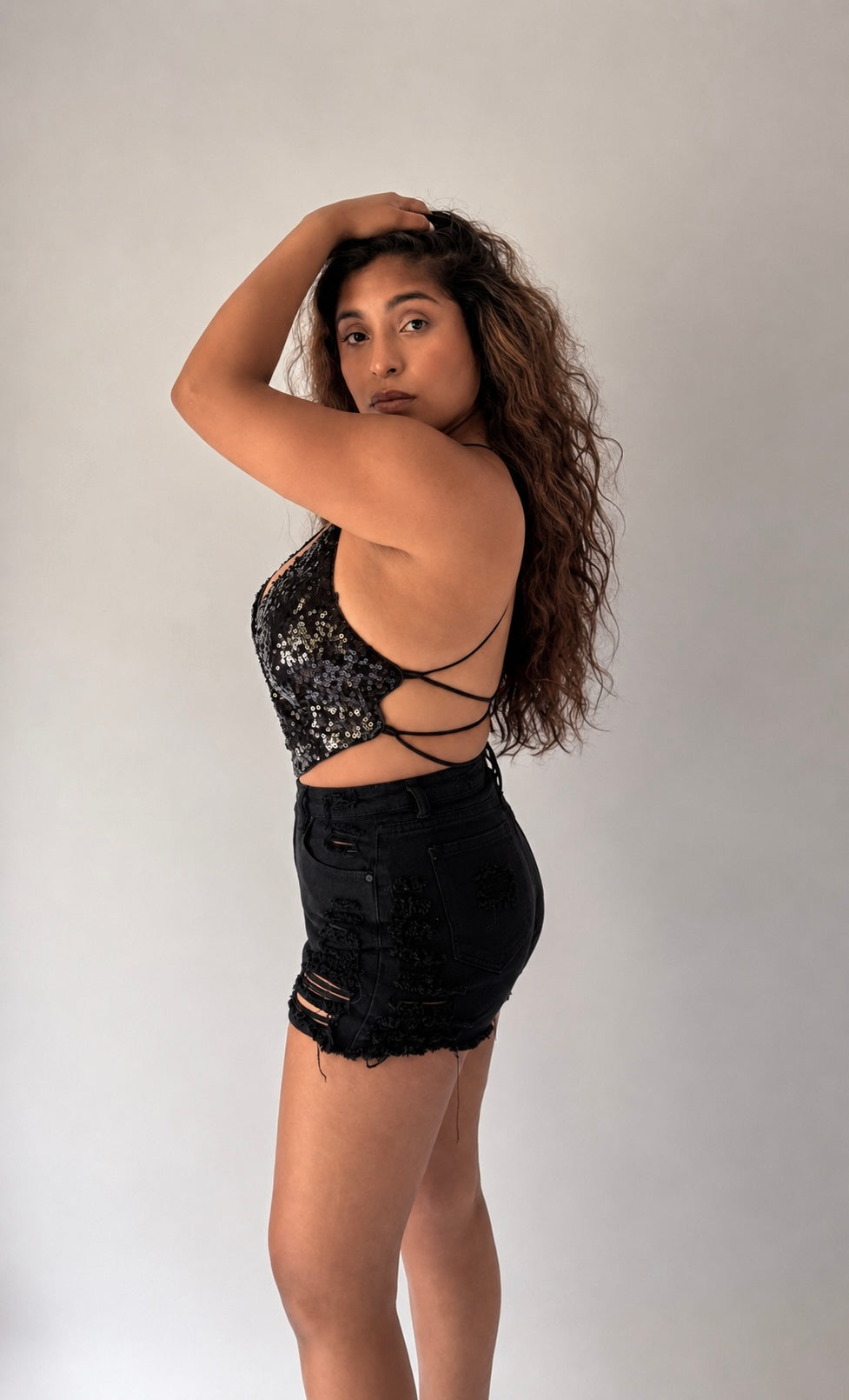 Sparkly Lace-Up Back Festival Top