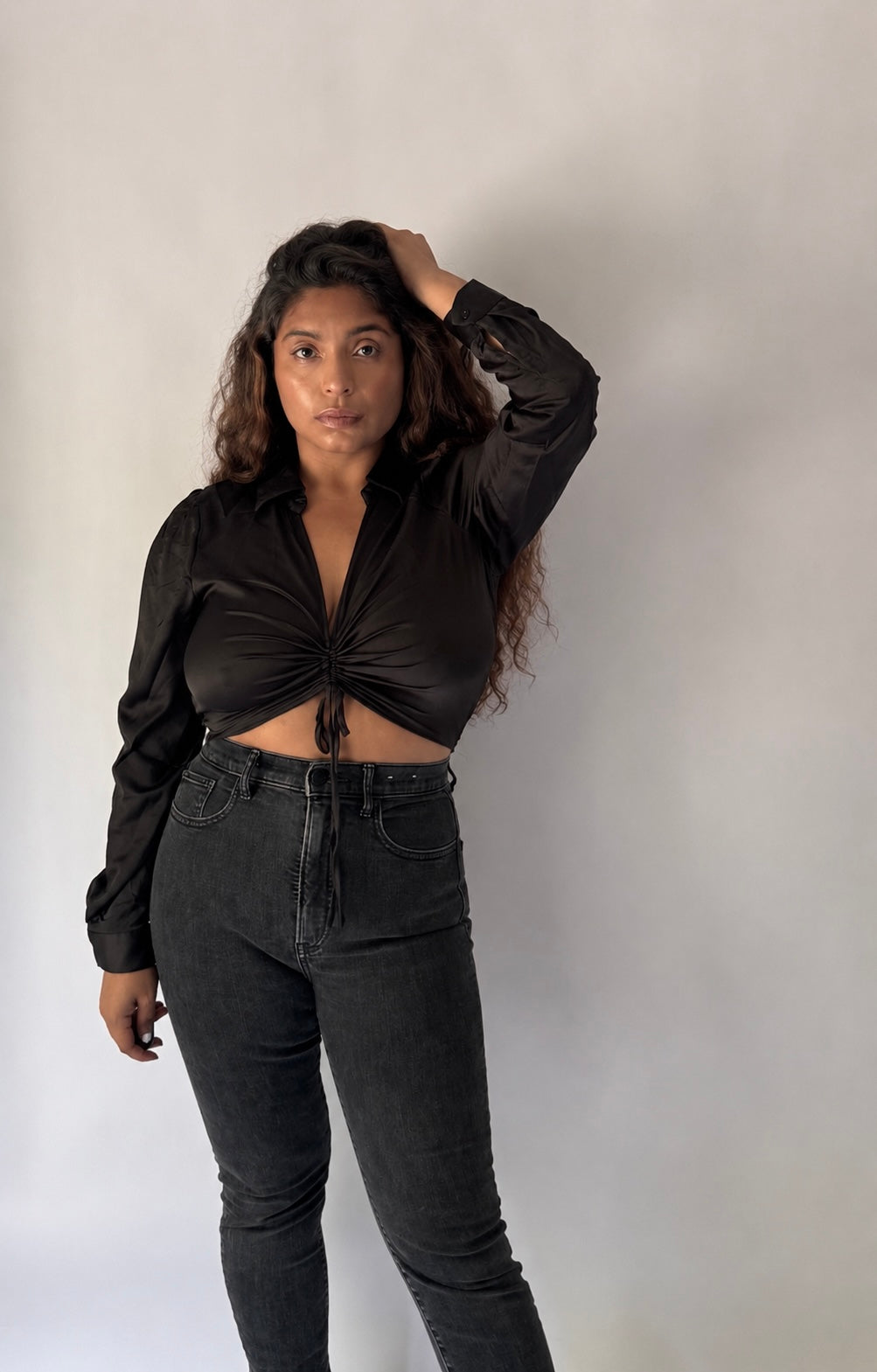 Silky Deep V-Neck Top