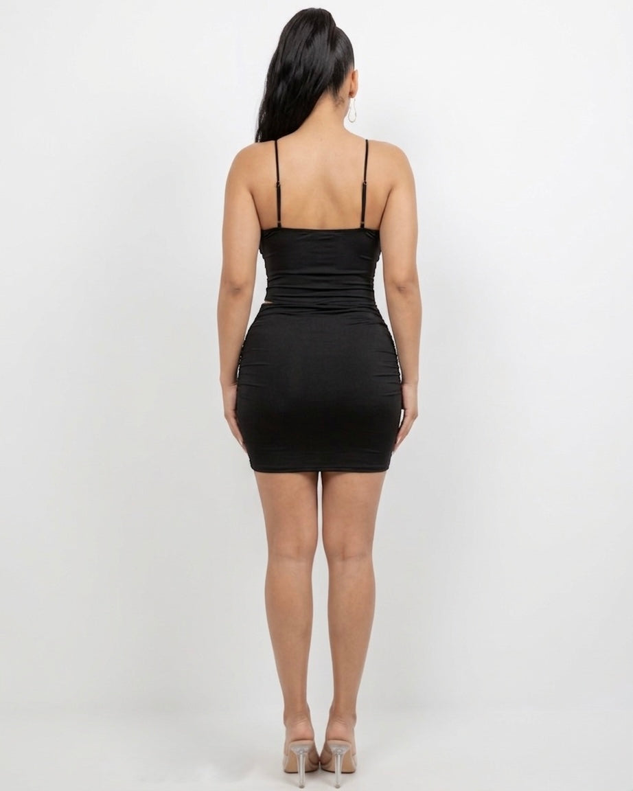 Deseo Gold Ornament Cutout Mini Dress