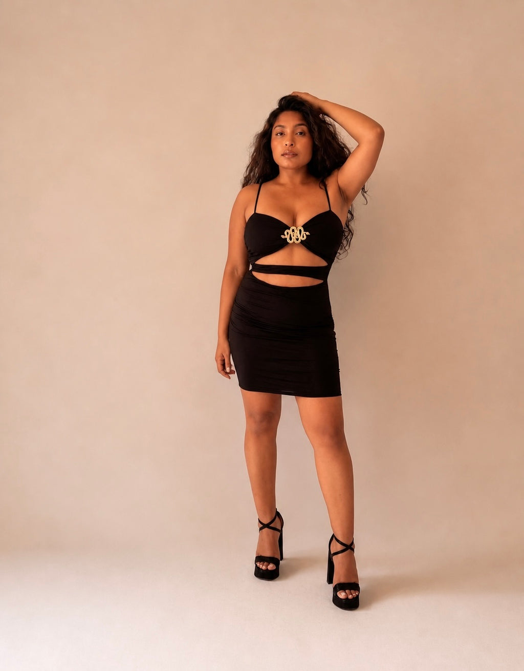 Deseo Gold Ornament Cutout Mini Dress