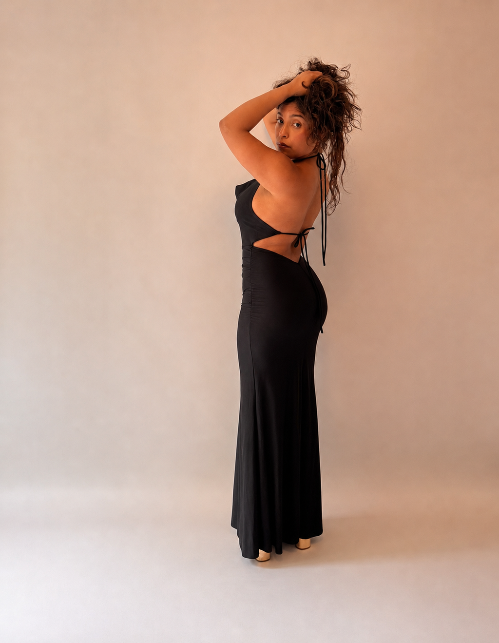 Cowl Halter Mermaid Maxi Dress