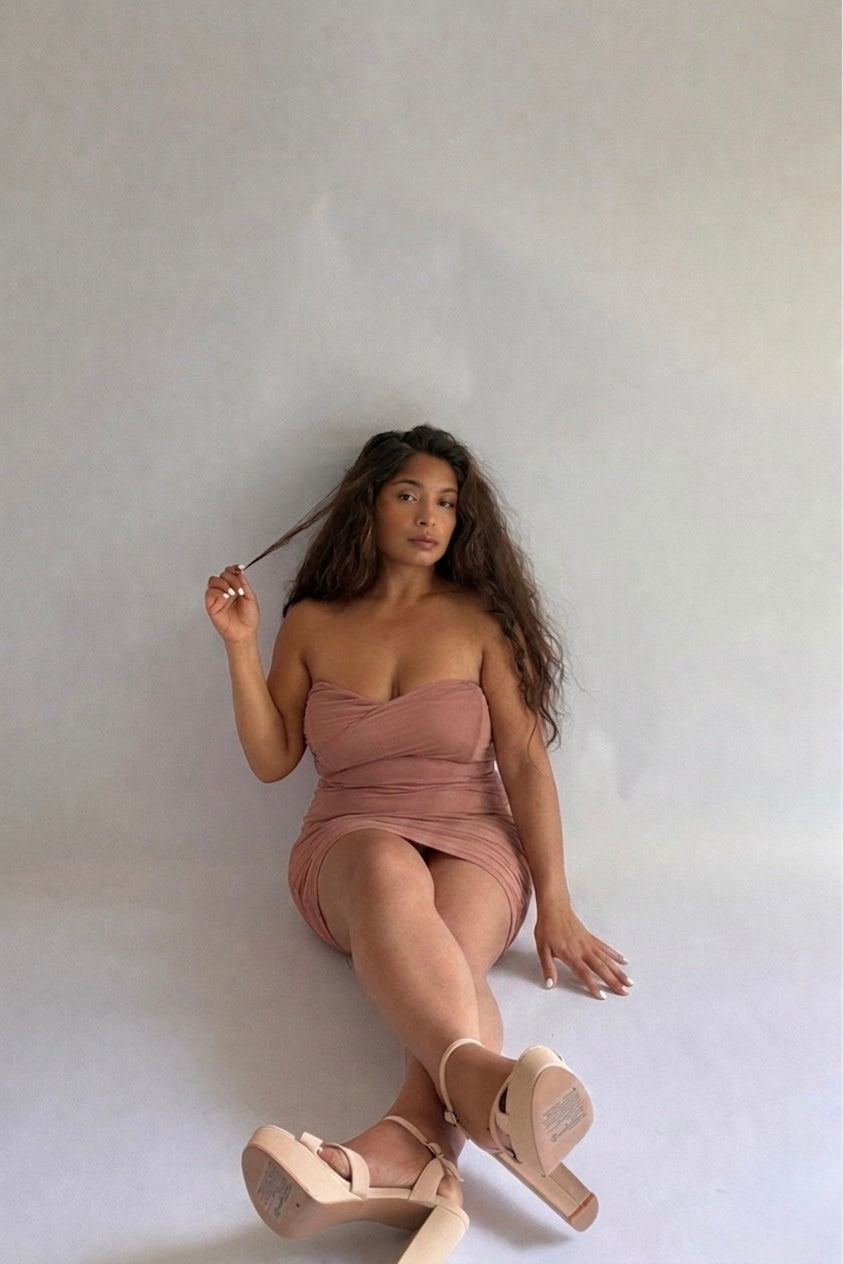Strapless Sweetheart Ruched Mini Dress