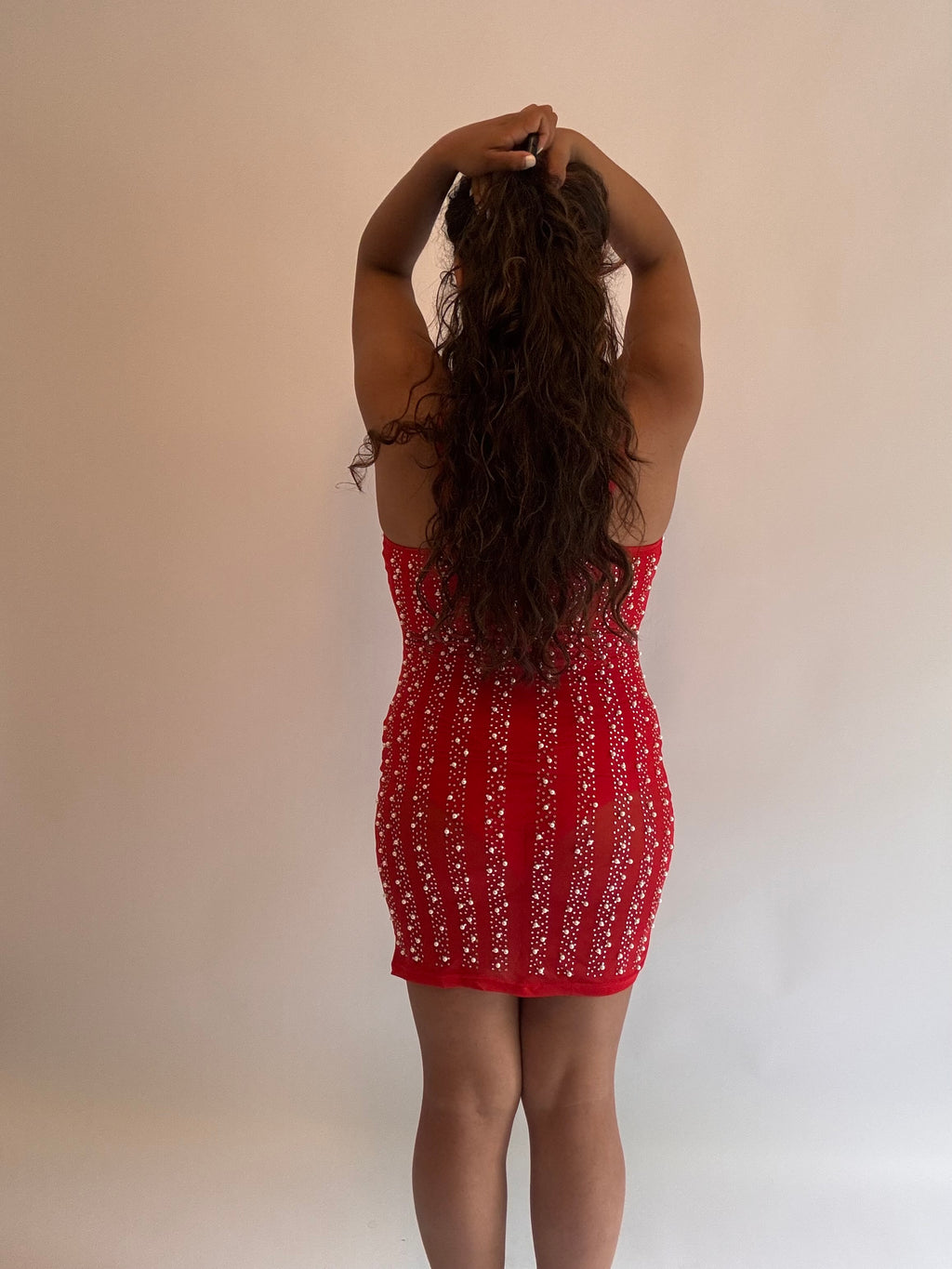 Tentación Rhinestone Embellished Sheer Slip Mini Dress
