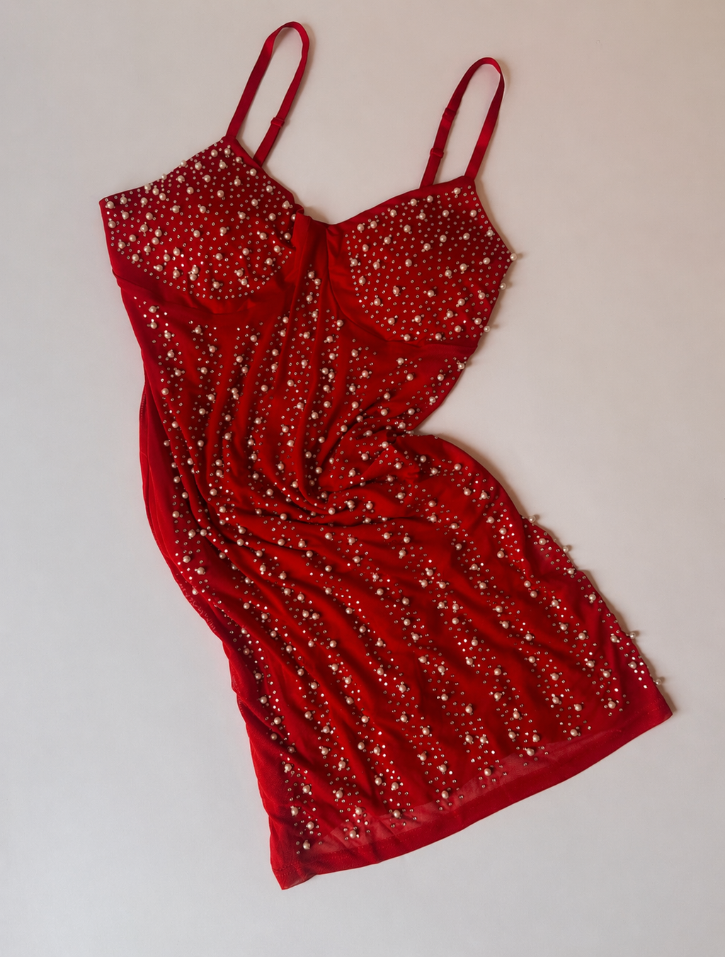 Tentación Rhinestone Embellished Sheer Slip Mini Dress