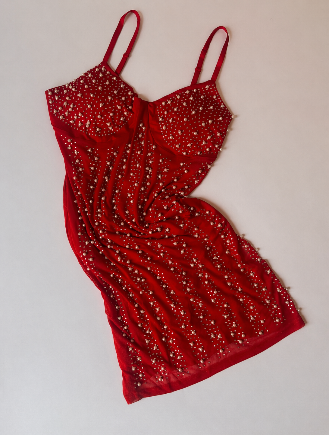 Tentación Rhinestone Embellished Sheer Slip Mini Dress
