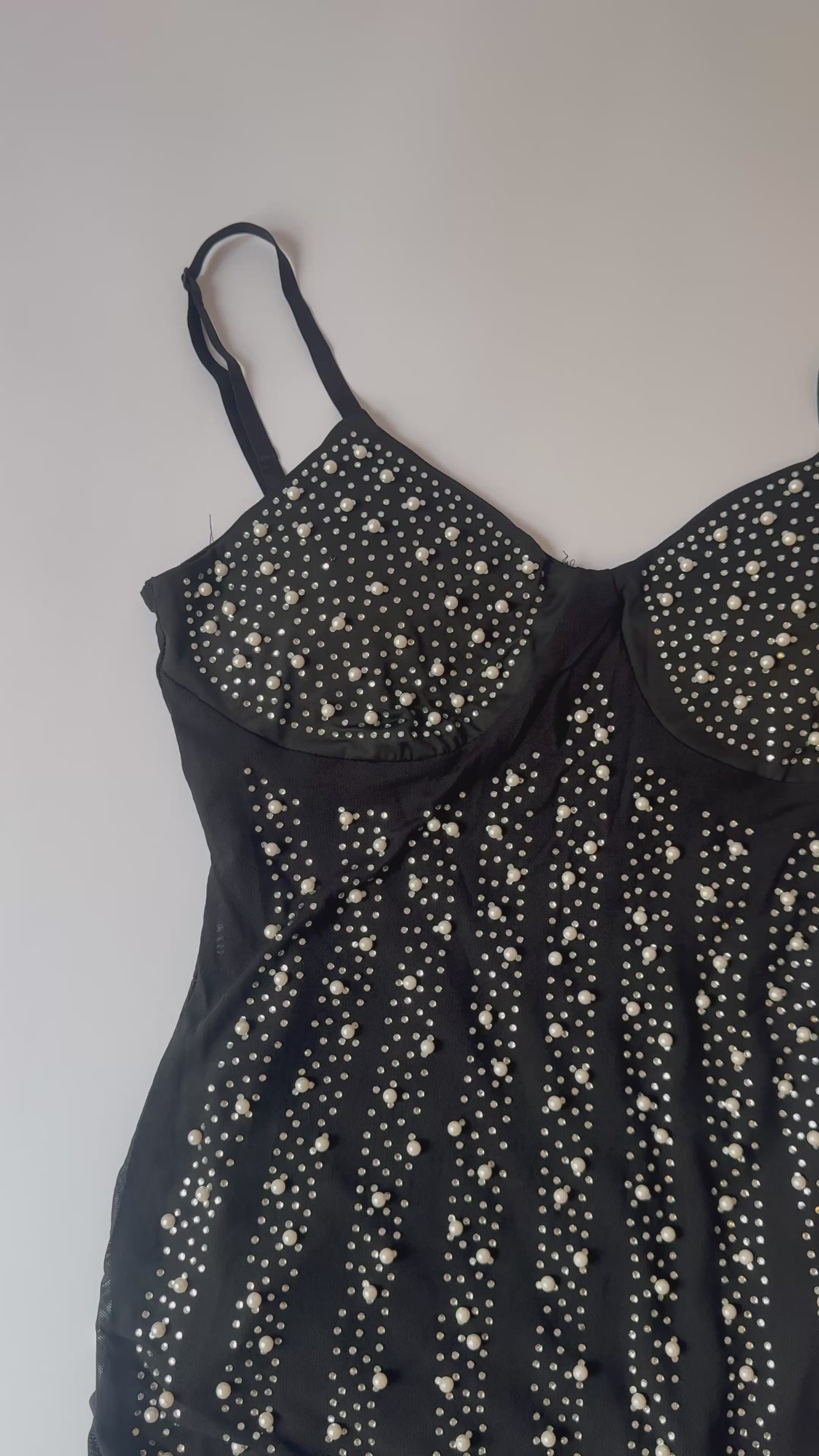 Tentación Rhinestone Embellished Sheer Slip Mini Dress